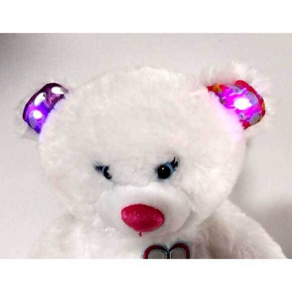 Build A Bear 17” TWINKLE TOES Light Up Ears White Plush bear - Picture 1 of 9